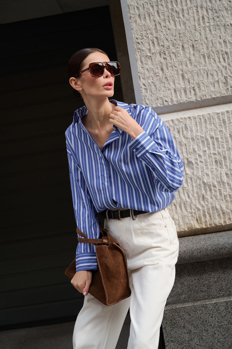 Oversized Shirt Blue-White