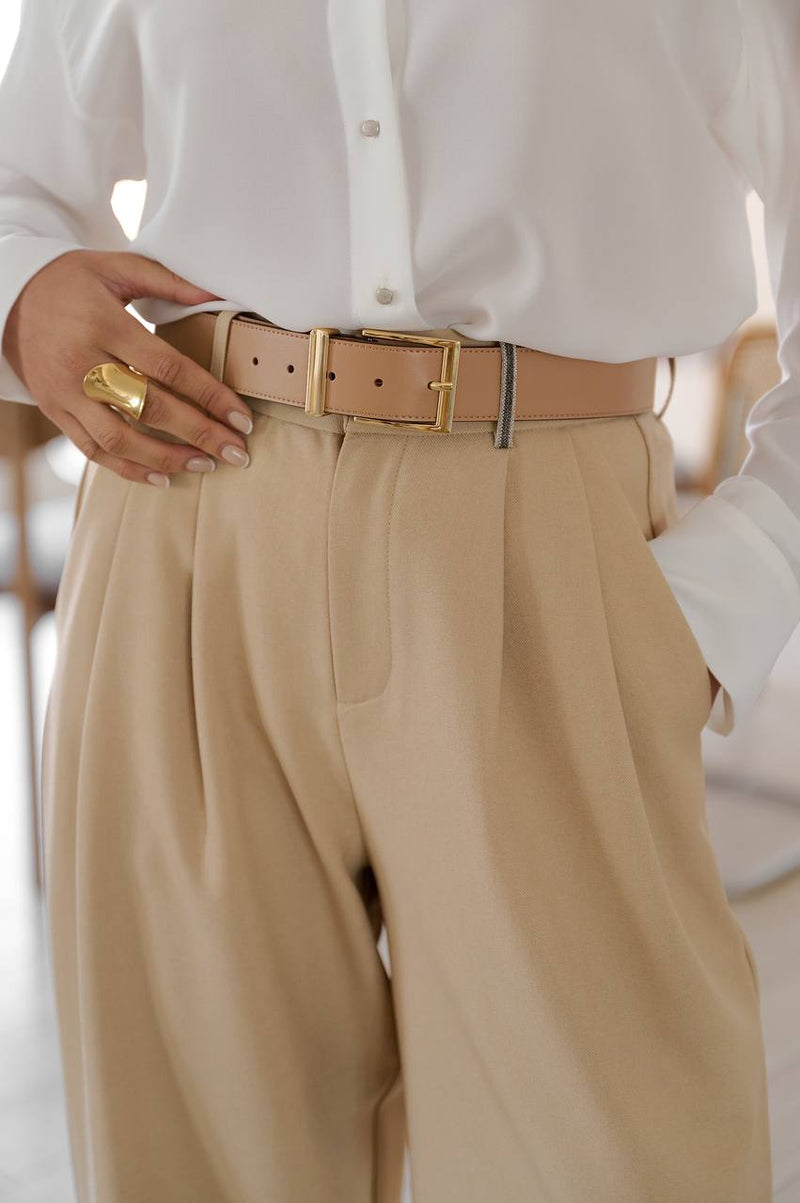 Light Beige Wide Leg Pants