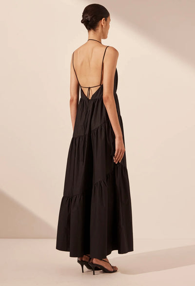 Black Maiori Tiered Maxi Dress