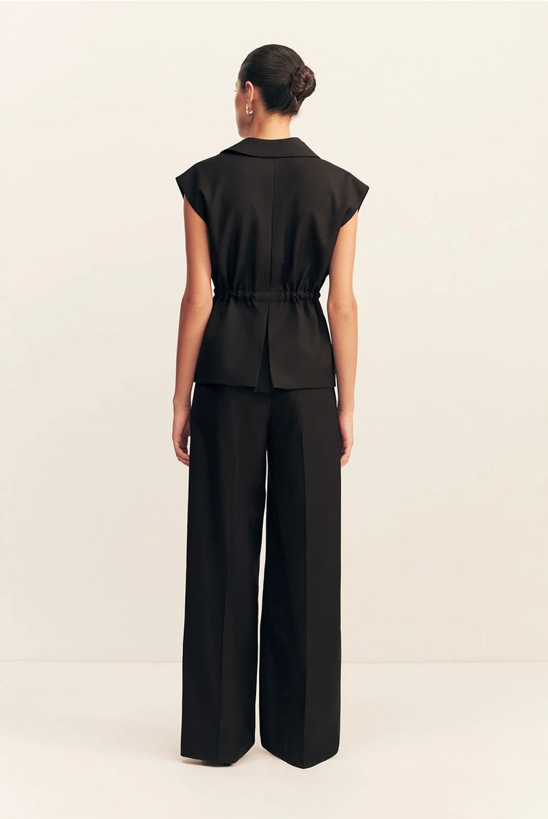 Black Castro Wide Leg Belted Pant