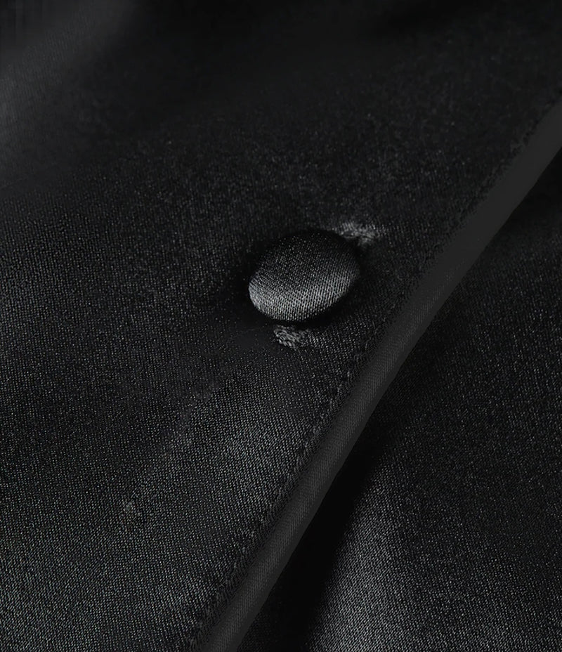 Black Long Silk PJ Set