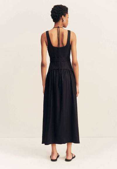 Kasbah Bustier Gathered Midi Dress - Black