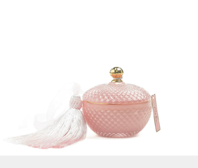 ROUND ART DECO CANDLE - PINK & GOLD - PINK PEONY