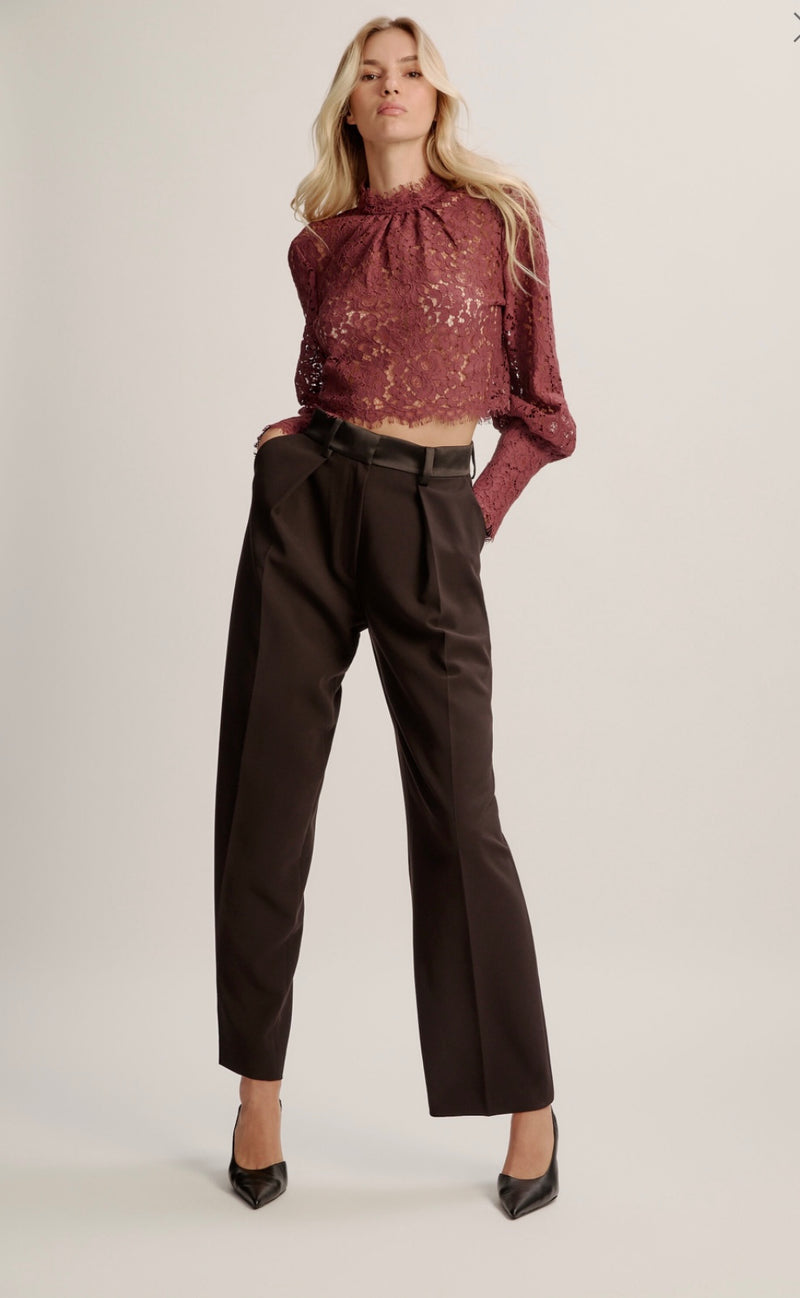 Black Fia Satin High Rise Pant