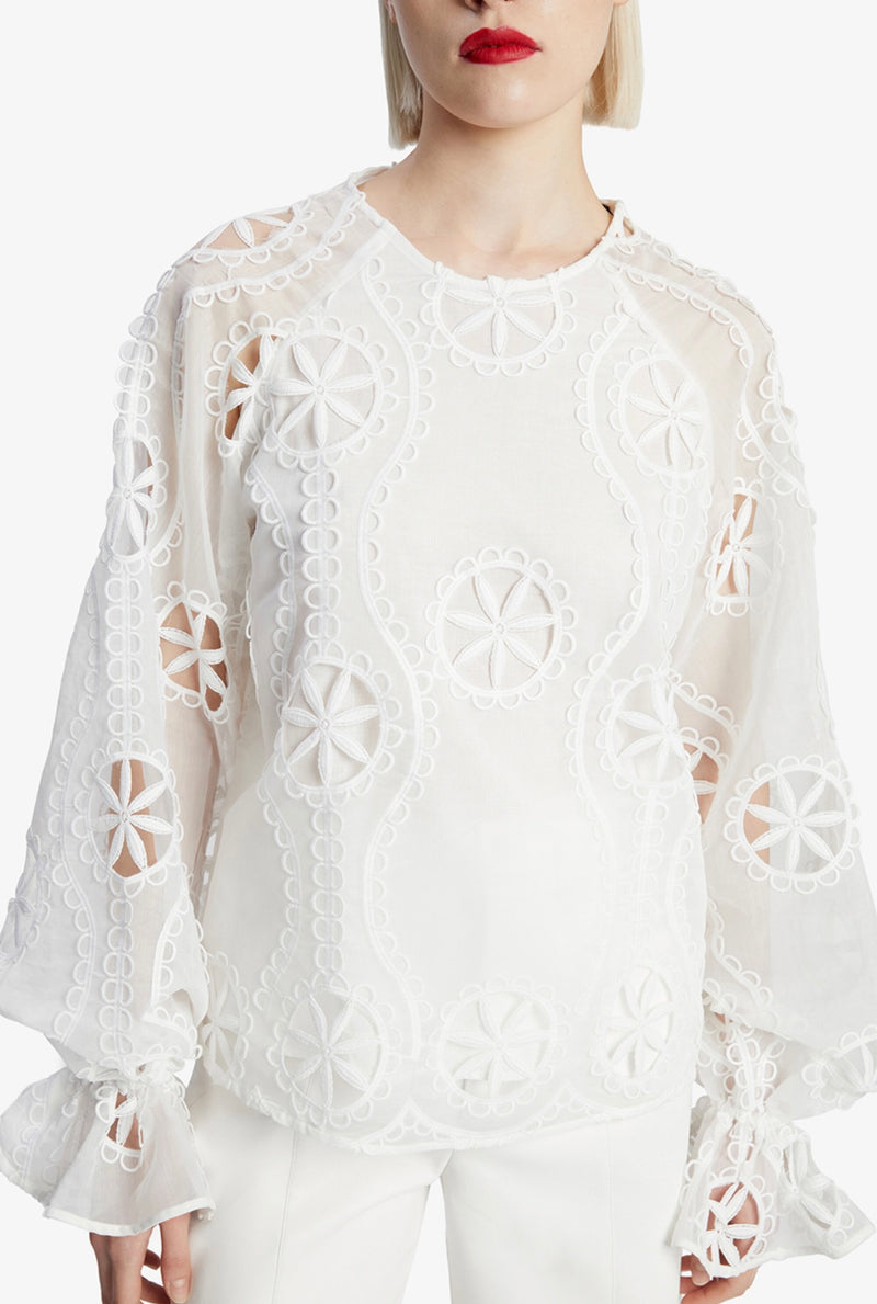 Rosalee Lace Blouse In Orchid White