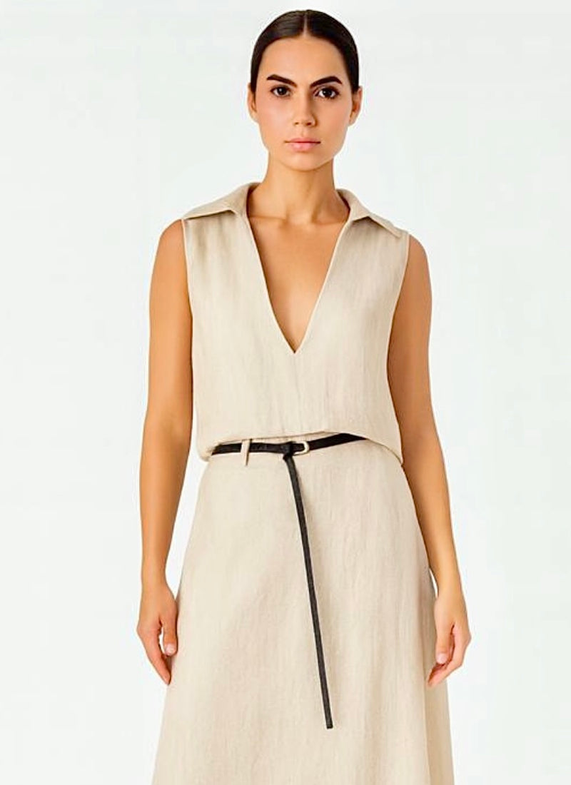 Beige Linen Top