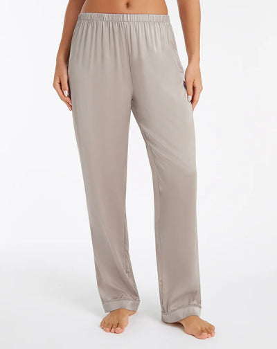 Beige/Grey Long Silk PJ Set