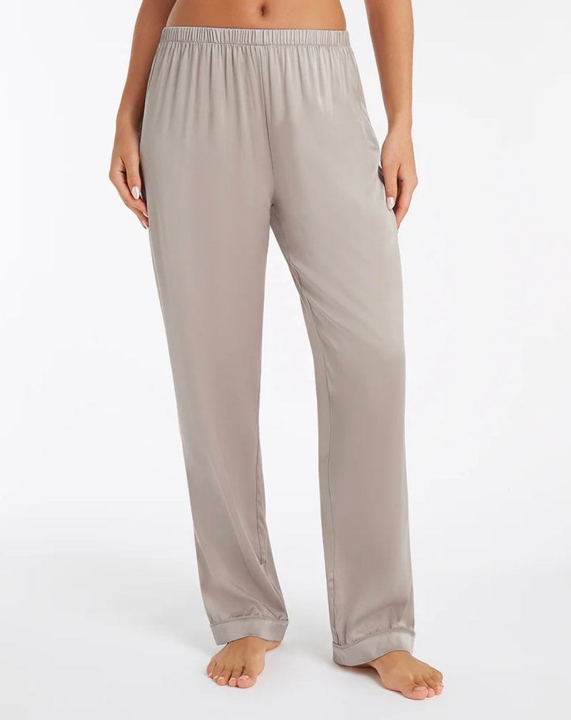 Beige/Grey Long Silk PJ Set