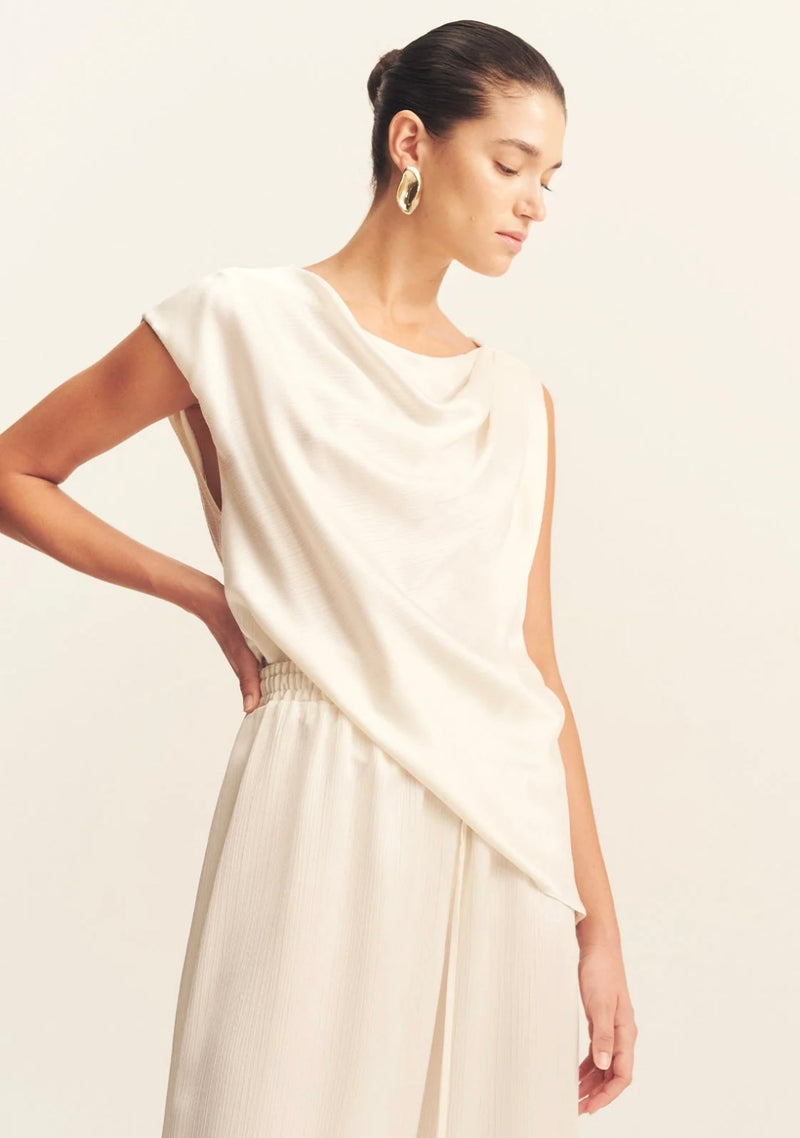 Huxley Draped Top - Vanilla