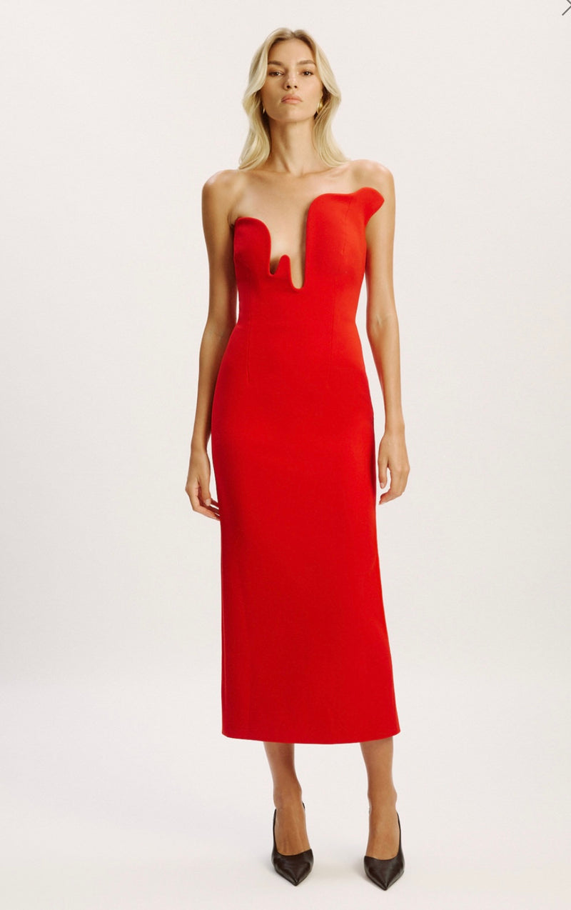 Rosalyn Midi Dress In Fire Red
