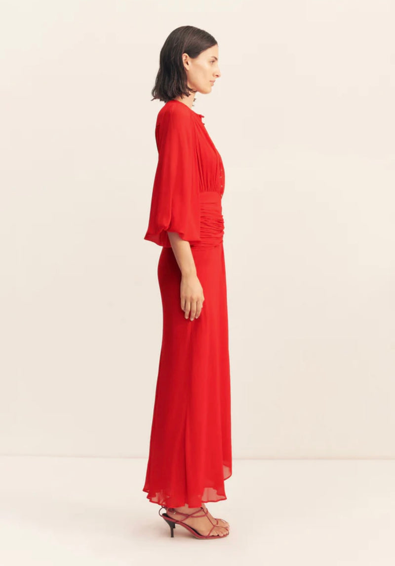 Chilli Romy High Neck Balloon Sleeve Maxi Dress