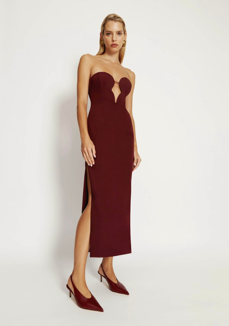 Eleni Midi Dress In Burgundy