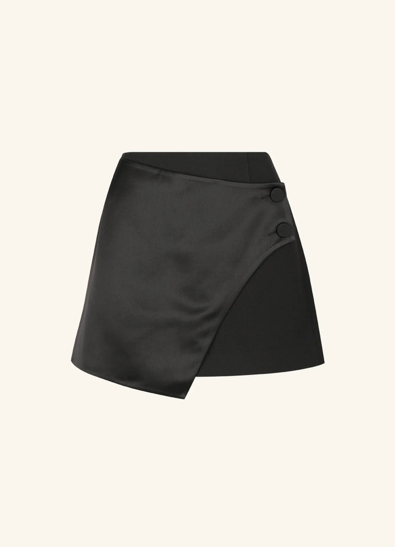 Adri Tuxdeo Wrap Mini Skirt - Black