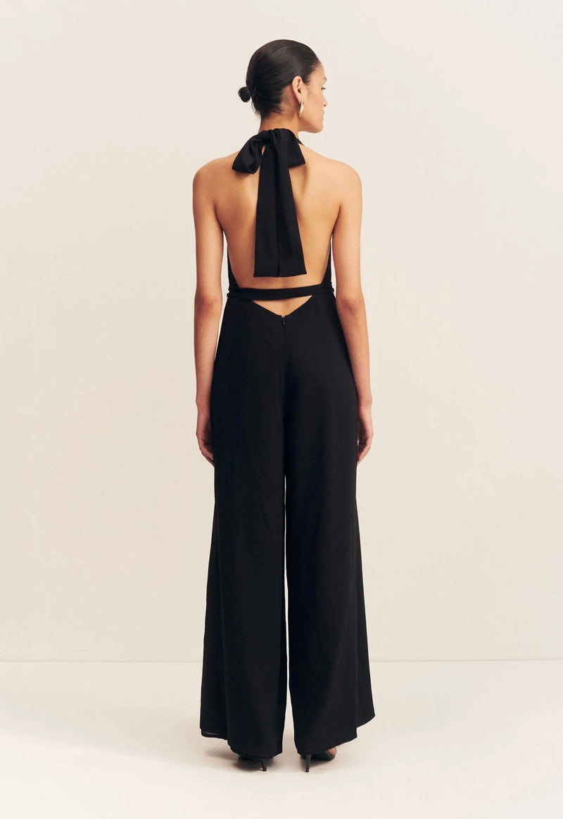 Iliad Halter Neck Open Back Jumpsuit - Black