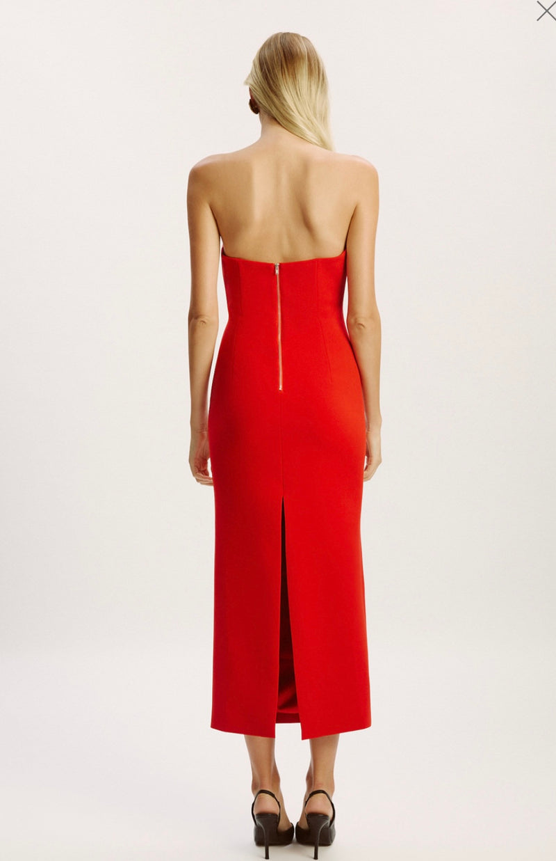 Rosalyn Midi Dress In Fire Red