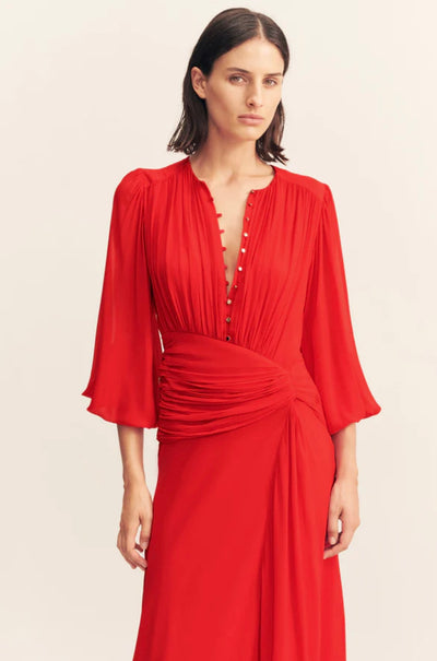 Chilli Romy High Neck Balloon Sleeve Maxi Dress