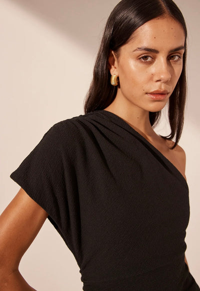 Black Beau Asymmetrical Midi Dress