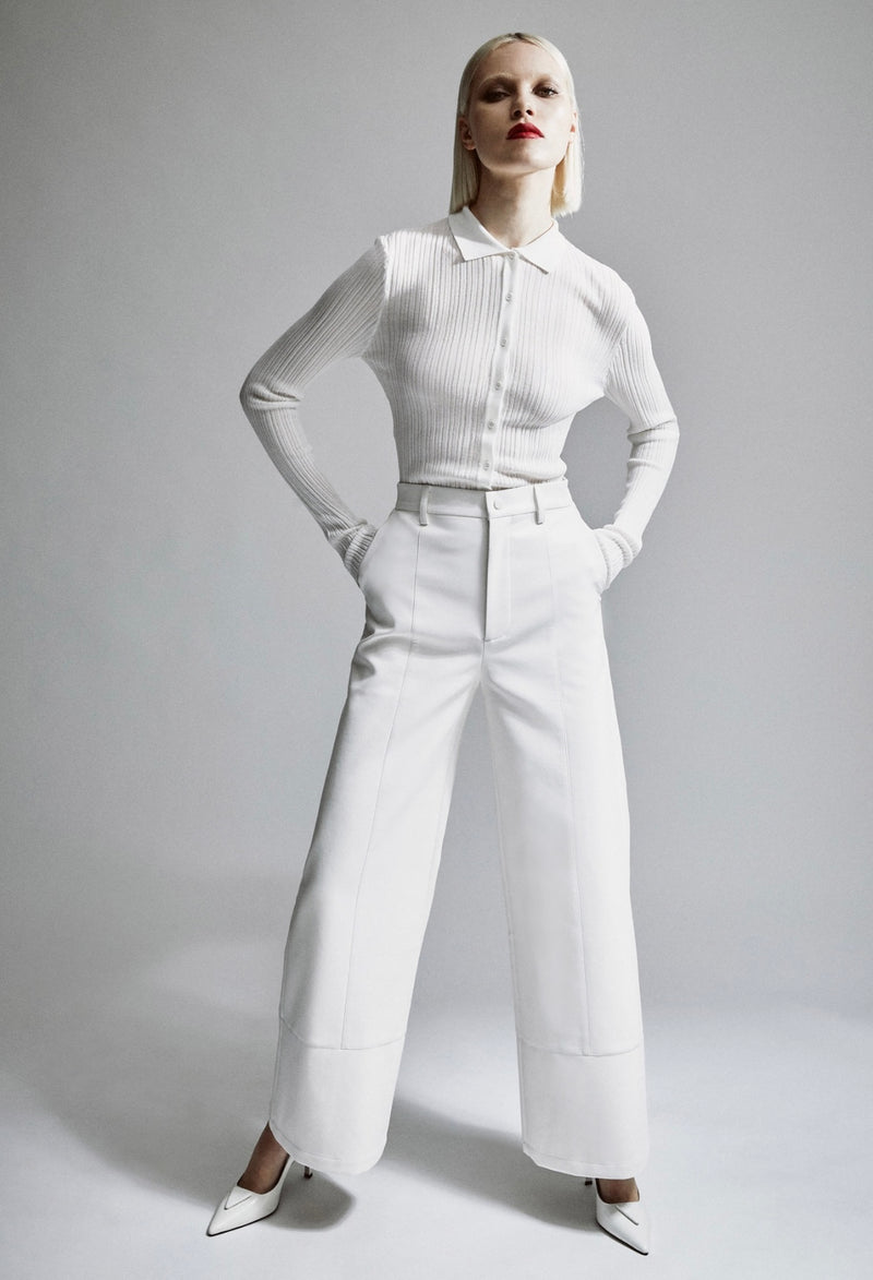 White Marlowe Pu Wide Leg Pant