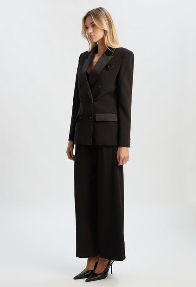 Black Sloane Satin Detail Blazer
