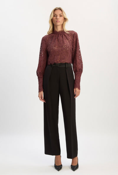 Black Fia Satin High Rise Pant