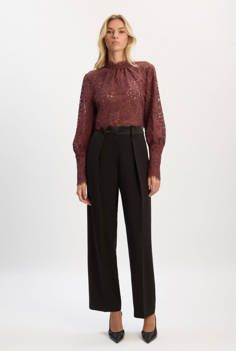 Black Fia Satin High Rise Pant