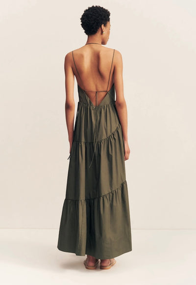 Army Green Maiori Cotton Maxi Dress