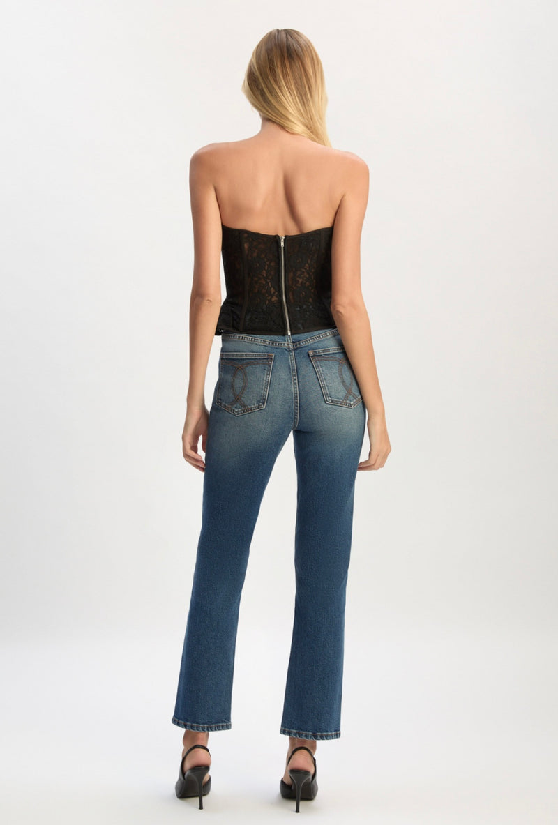 Cristo Strapless Lace Bustier In Black