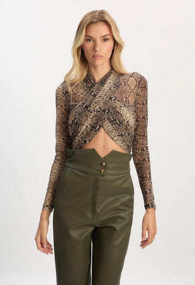 Snake Printed Wrap Bodysuit