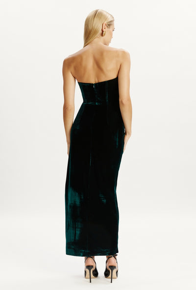 Everlasting Velour Midi Dress In Emerald Green