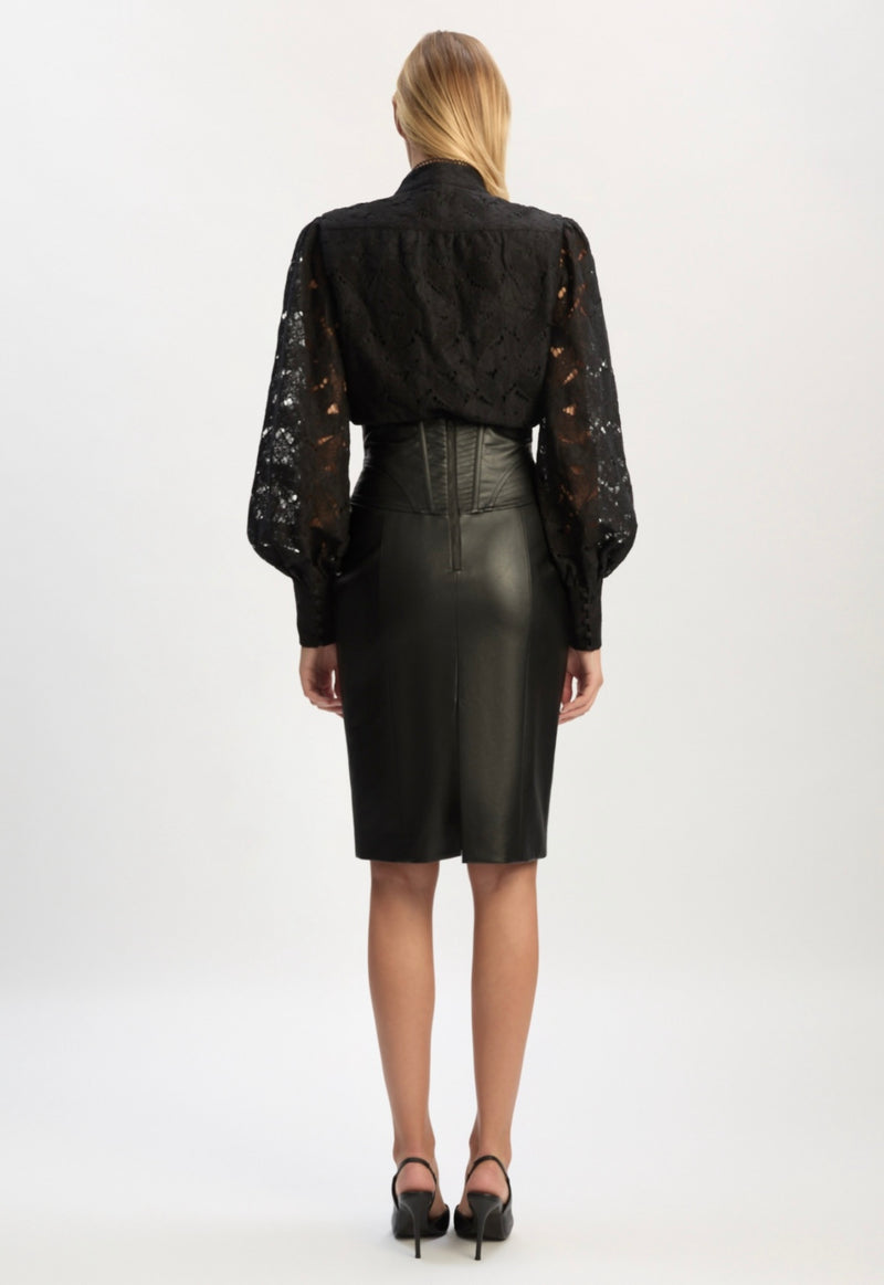 Henley Vegan Leather Skirt