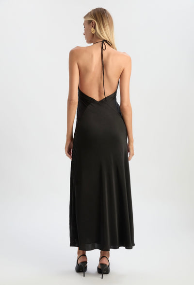 Rosella Halter Maxi Dress In Black