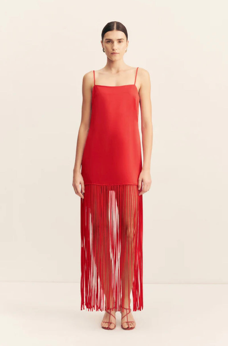 Chilli Moraya Square Neck Fringe Maxi Dress