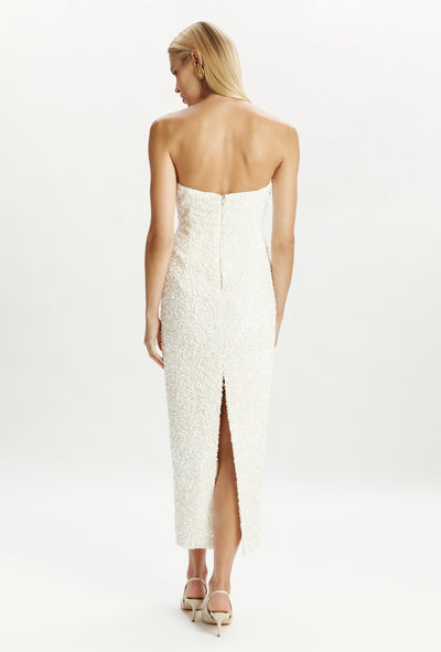 Braya Sequin Midi Dress In Ivory