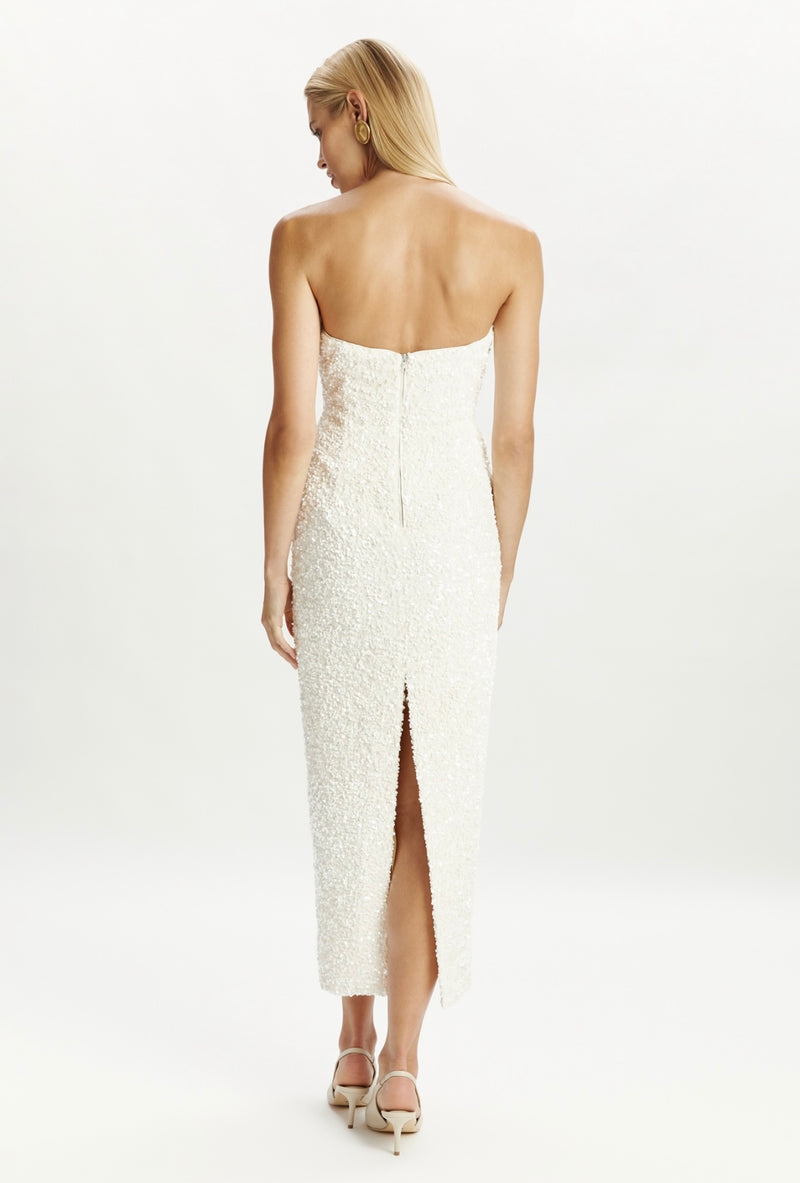 Braya Sequin Midi Dress In Ivory