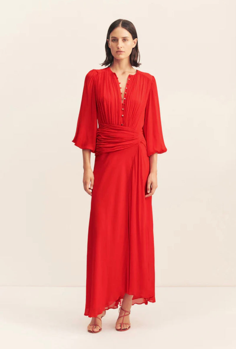Chilli Romy High Neck Balloon Sleeve Maxi Dress