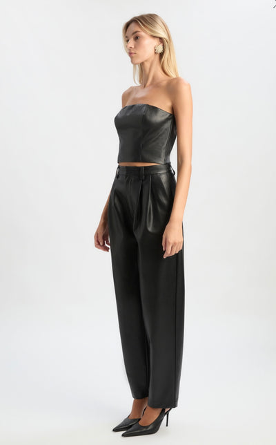Black Kelsa Vegan Leather Pant