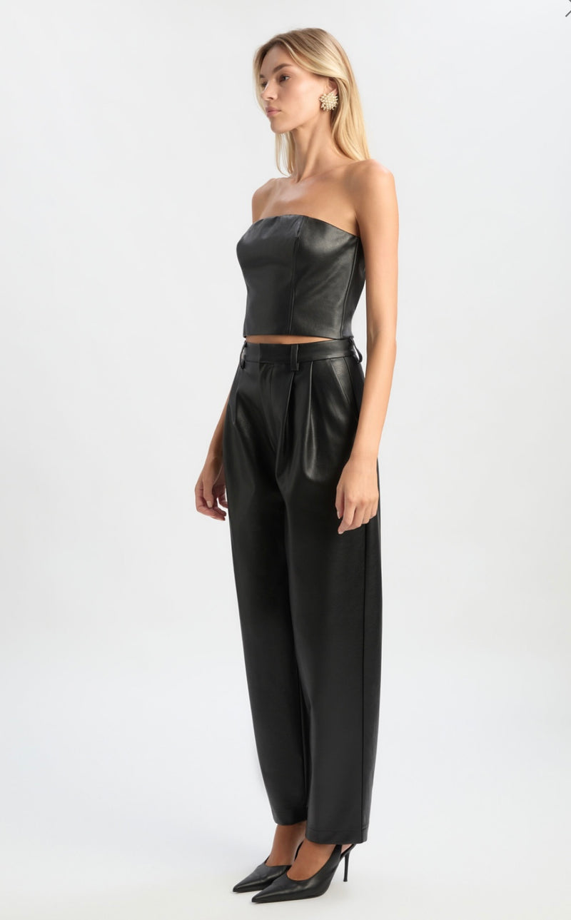 Black Kelsa Vegan Leather Pant