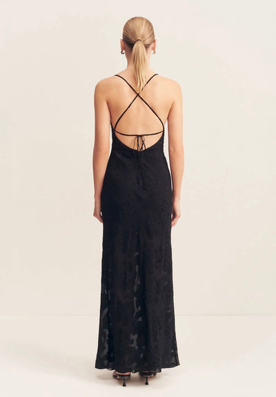 Bowery Lace Back Bias Maxi Dress - Noir