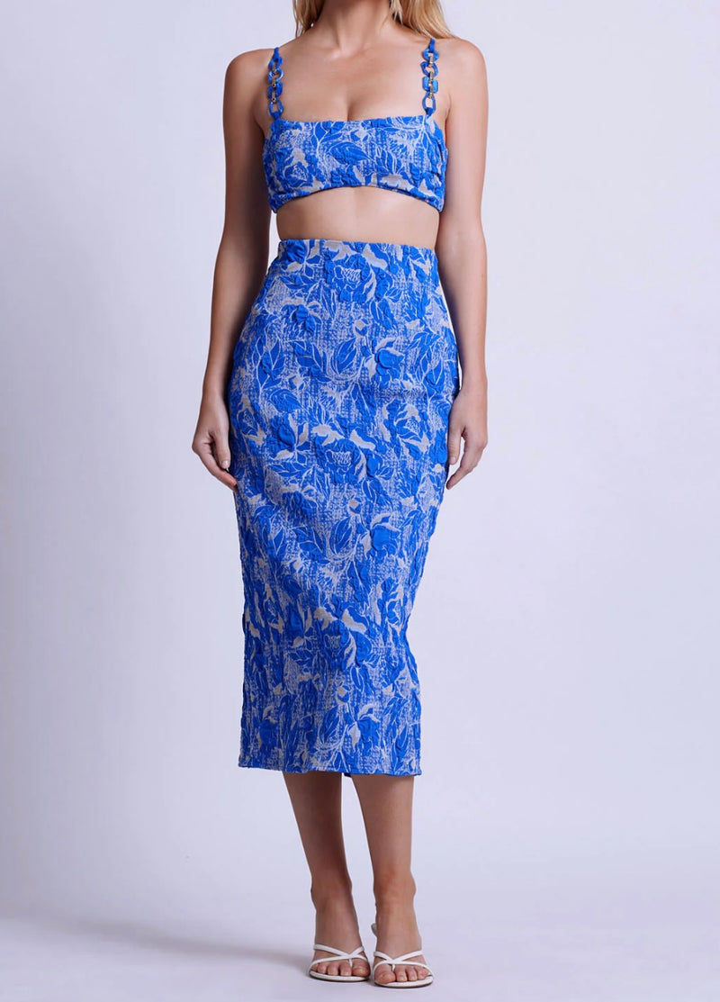 STRETCH JACQUARD MIDI SKIRT