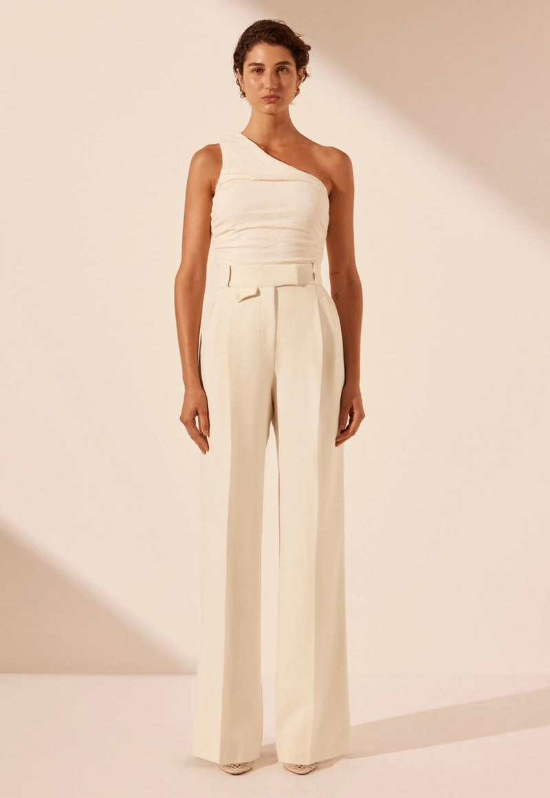 Irena High Waisted Tailored Pant - Rice