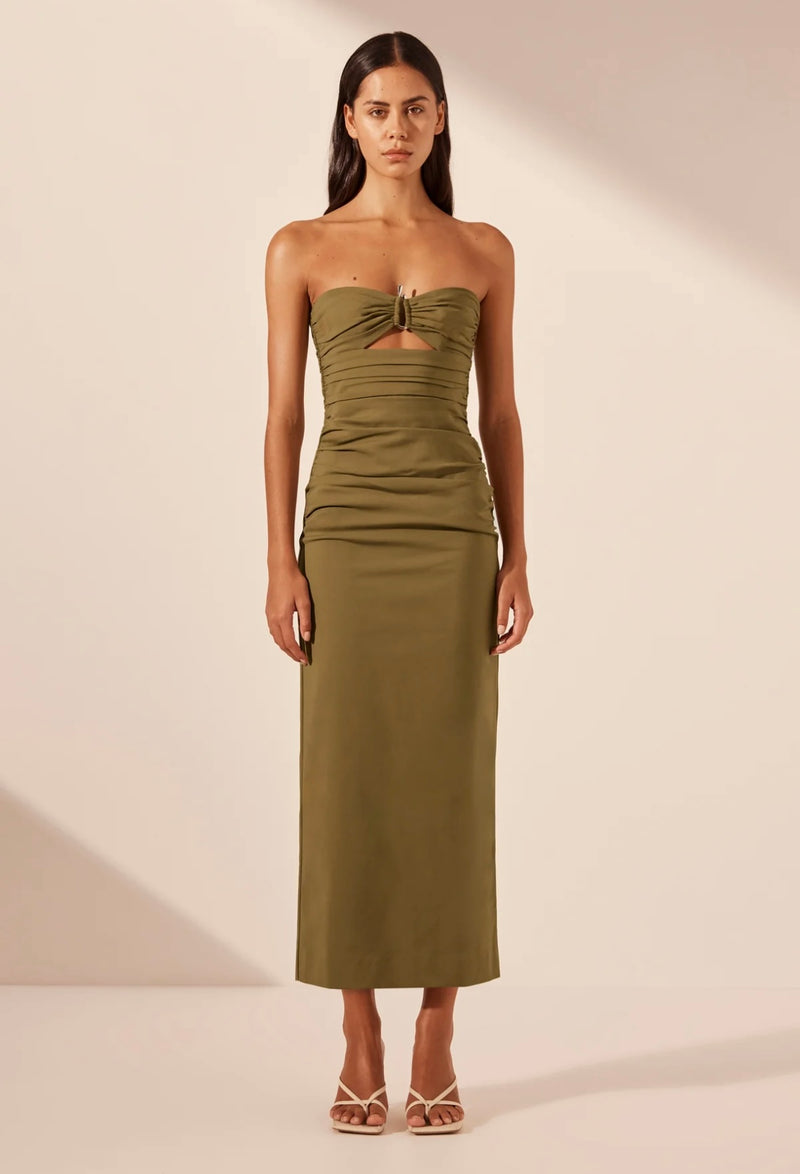 Army Green Lani Midi Dress