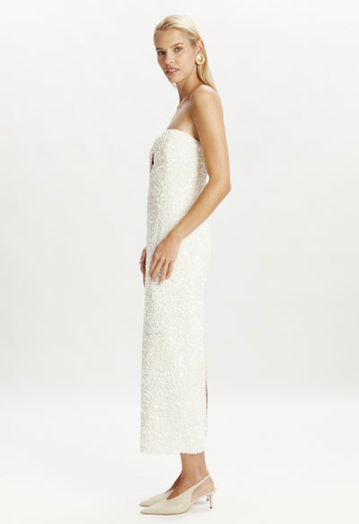 Braya Sequin Midi Dress In Ivory