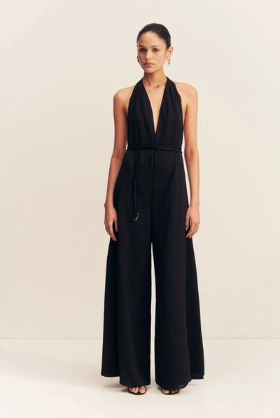 Iliad Halter Neck Open Back Jumpsuit - Black