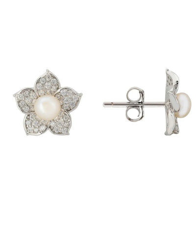FORGET ME NOT PEARL STUD EARRINGS SILVER