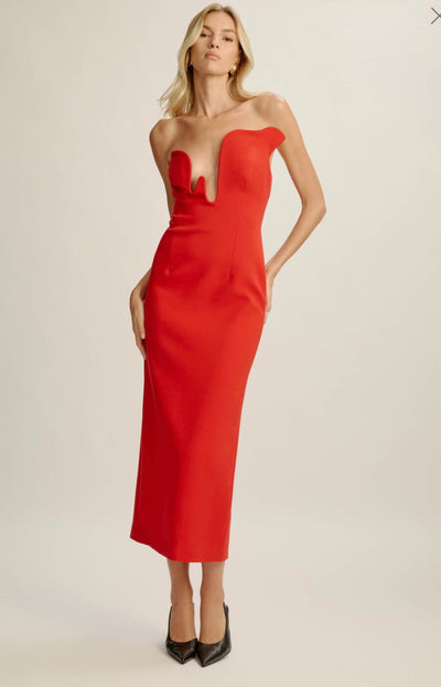 Rosalyn Midi Dress In Fire Red