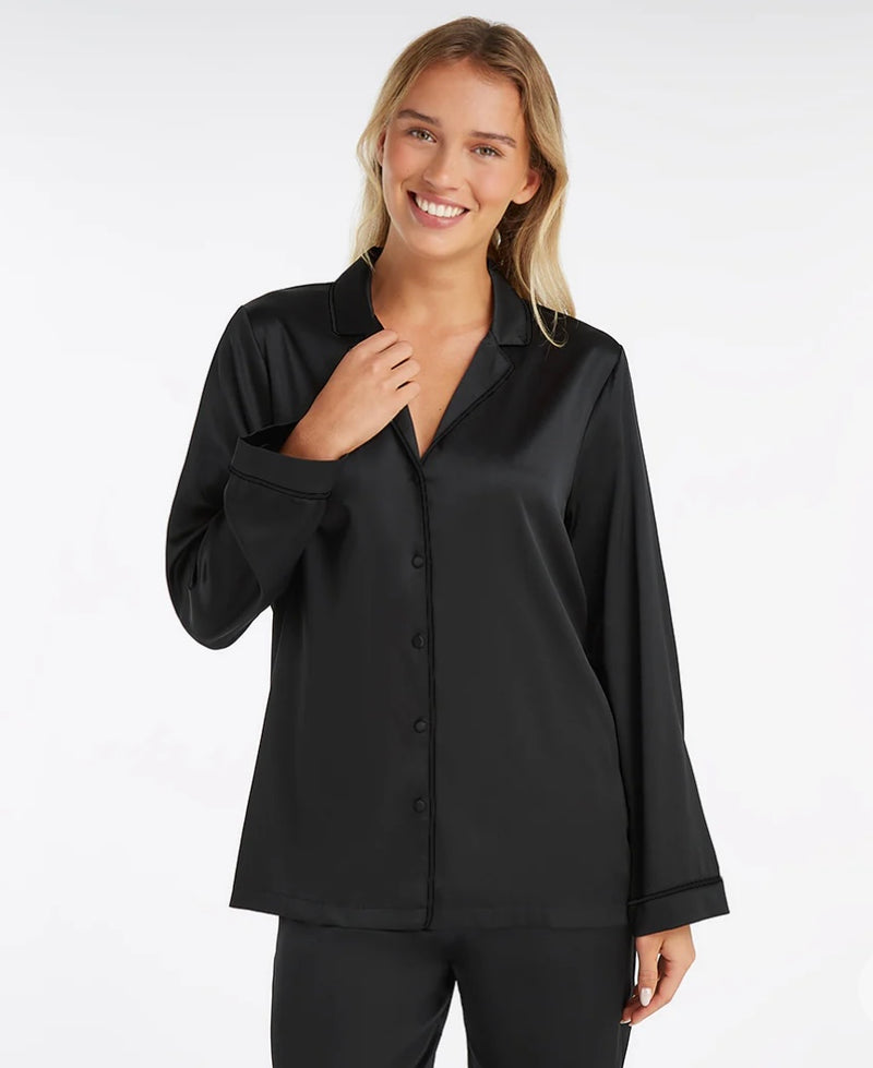 Black Long Silk PJ Set