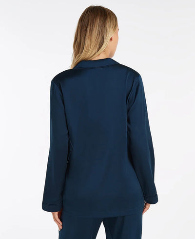 Navy Long Premium Silk PJ Set