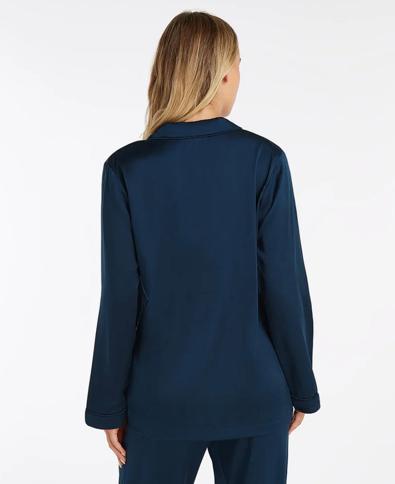 Navy Long Premium Silk PJ Set