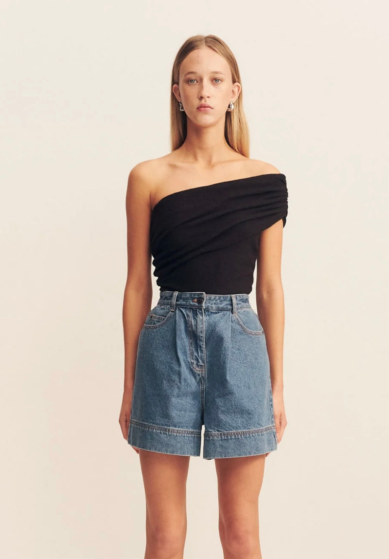 Black Beau One Shoulder Top