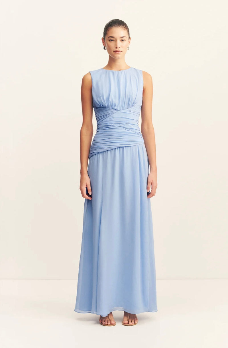 Aylah Side Split Maxi Dress - Vista Blue